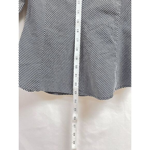 Express Design Studio Womens 3/4 Sleeve Button Down Dress Shirt Black Striped Sz - Picture 3 of 6